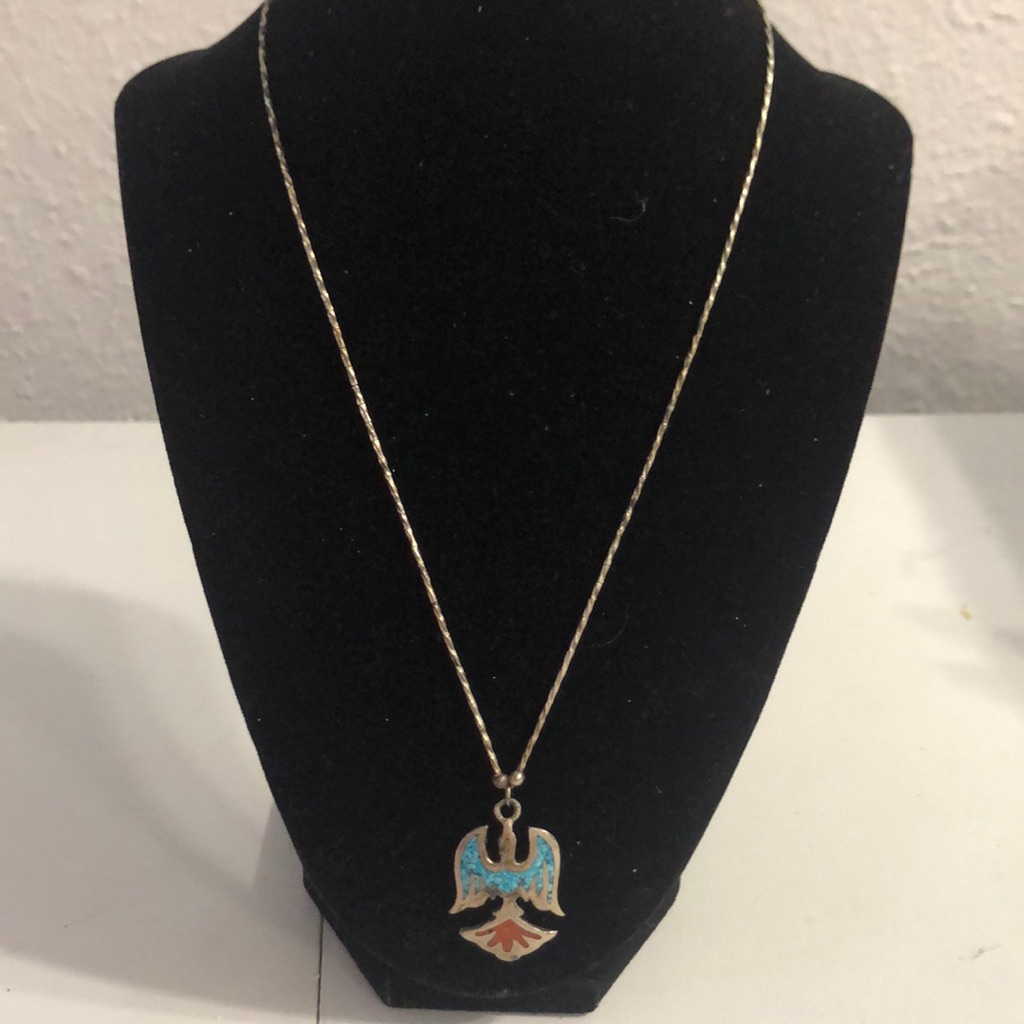 Vintage America Silver And Blue Geometric Necklace 39$
